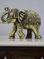 Big Fully Decorated Elephant with Bell and Upraised Trunk