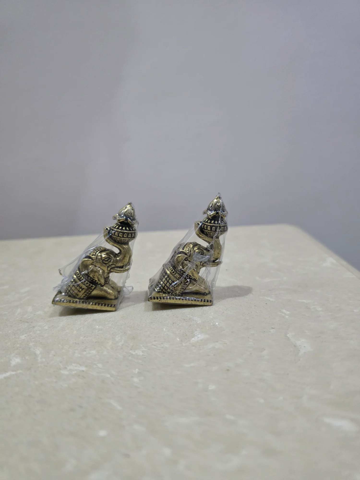 18_Metal-Arts Metal Arts Brass Elephant Pair Showpiece | Antique Finish Decorative Figurines - Image 1