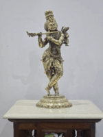 Lord Krishna Idol Figurine Sculpture Playing Flute Statue