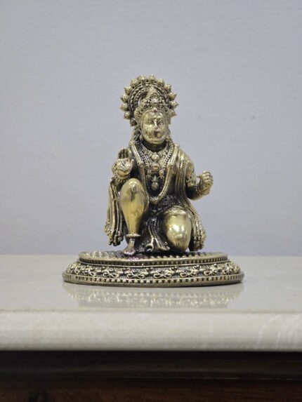 Fine Quality Sitting Lord Hanuman Idol in Blessing Gesture | Brass Statue