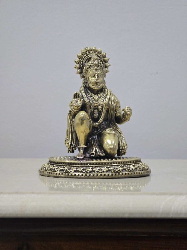Fine Quality Sitting Lord Hanuman Idol in Blessing Gesture | Brass Statue