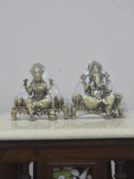 Lakshmi Ganesha Sitting On Singhasan Statue