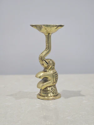 Brass Elephant Trunk Style Diya on Stand