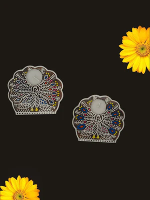 Peacock Radiance Wooden Diya Holders