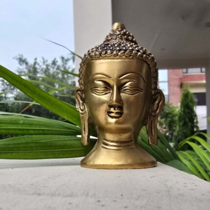 Golden Brass Buddha Head Statue