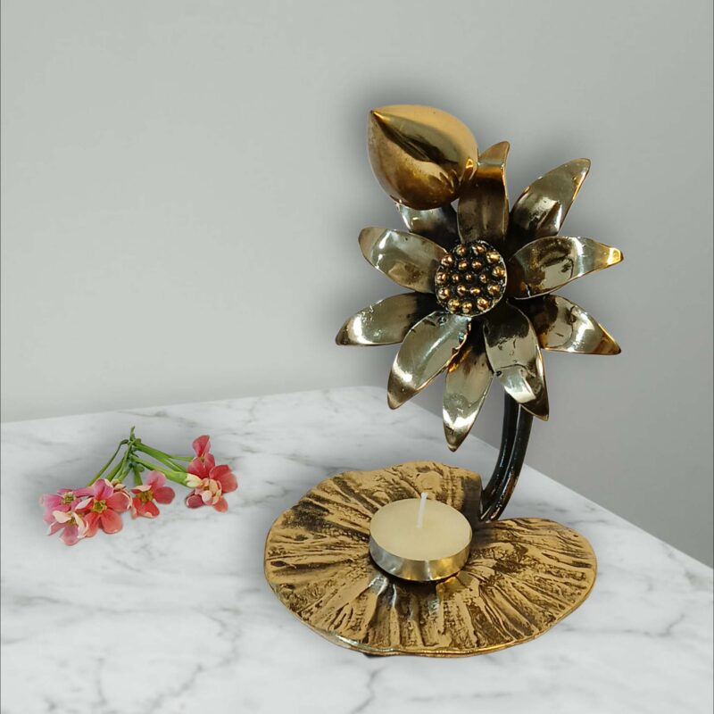 Utpala Shilpa Brass Lotus Sculpture