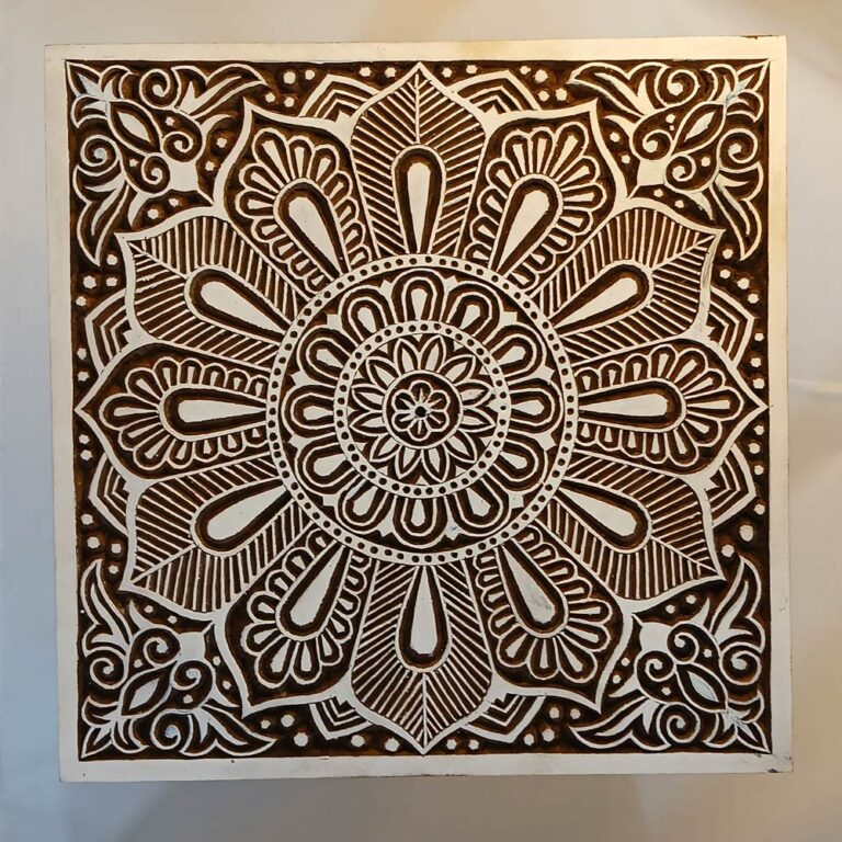 Handcrafted Carved Wooden Nesting Table