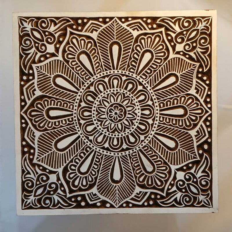 Handcrafted Carved Wooden Nesting Table