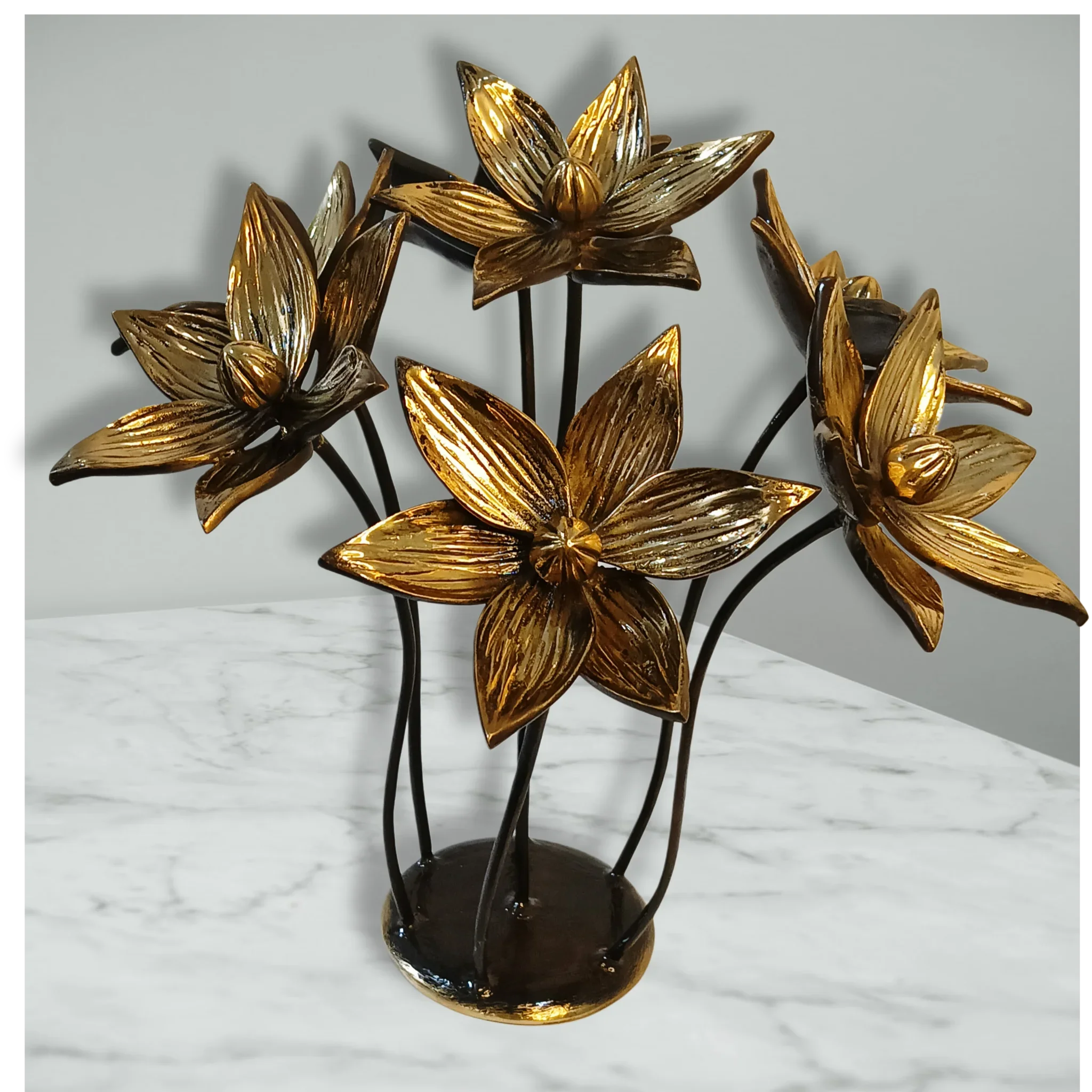 Kamal Kunj – Handcrafted Brass Lotus Bouquet - Image 3